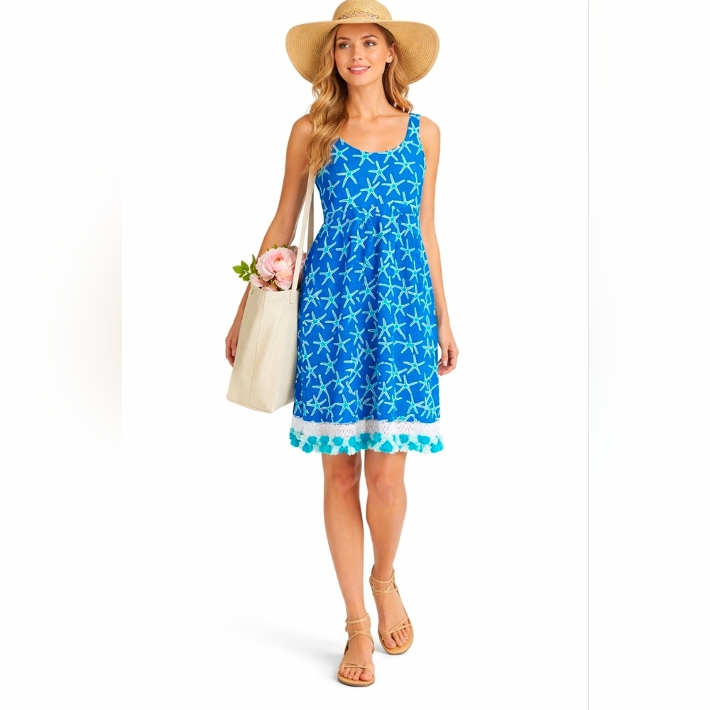 West Indies Cotton Jersey Starfish Sun Dress Women’s M EUC